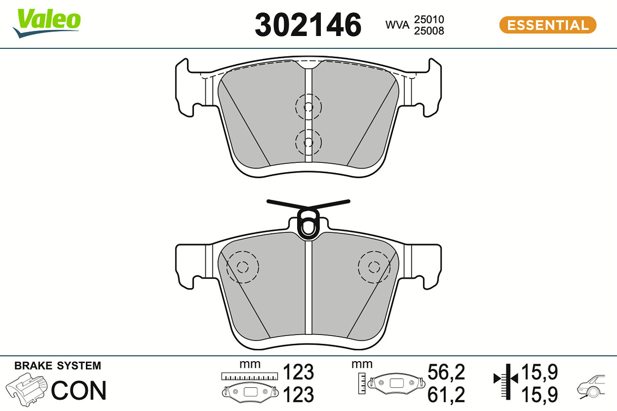 Jeu de 4 plaquettes de frein VALEO ref. 302146